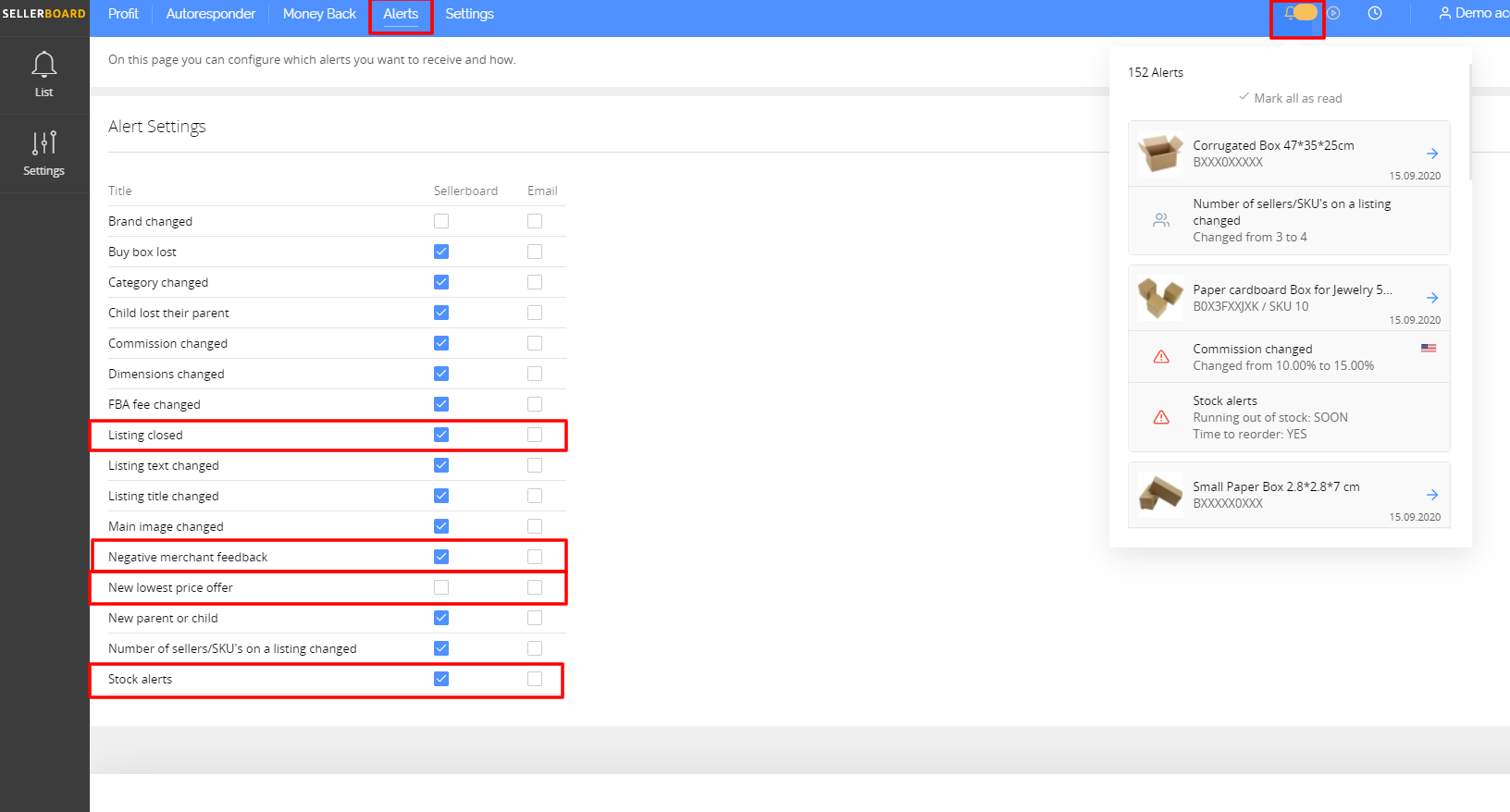 How Alerts in sellerboard Can Help Protect Your Listings and Sell More